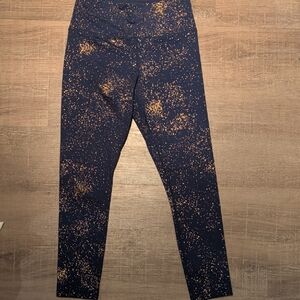 Navy Leggings with Gold Splatter Print